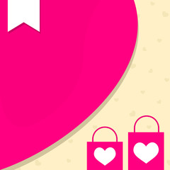 Valentines day pink banner with shopping bags