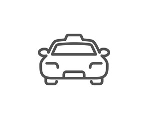 Plakat Taxi line icon. Client transportation sign. Passengers car symbol. Quality design element. Editable stroke. Vector