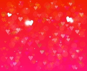 Heart bokeh background on gradient wallpaper