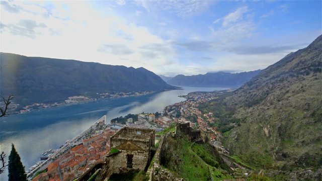 View Of Kotor & Kotor Bay From Fortress; Kotor; Kotor, Montenegro