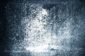 Blue and white scratched metallic texture background.