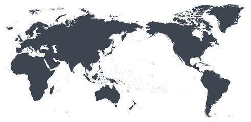 Naklejka premium World Map Outline Contour Silhouette - Asia in Center
