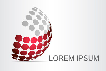 Logo stylized spherical surface with abstract shapes