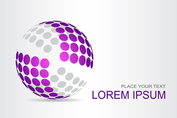 Logo stylized spherical surface with abstract shapes