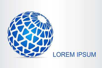 Logo stylized spherical surface with abstract shapes