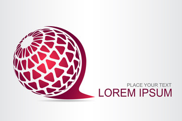 Logo stylized spherical surface with abstract shapes