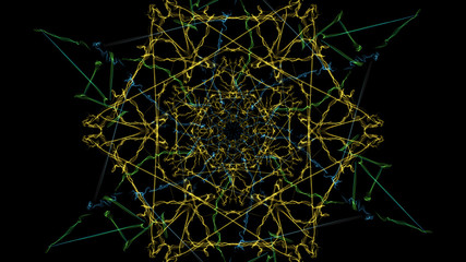 Modern abstract colored lines on black background.