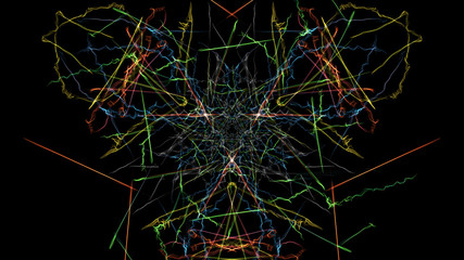 The bright colors of the lines on black background.