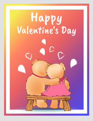 Happy Valentines Day Postcard with Couple of Bears