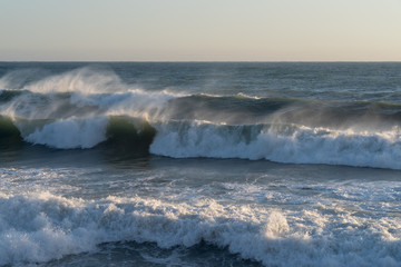 Waves breaking on the coast