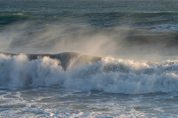 Waves breaking on the coast