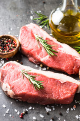 Raw beef striploin steak.Fresh meat ready to cooking.