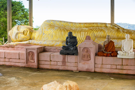 Temple in mountain with Gold Big Buddha is highest point of Koh Sumui, Thailand