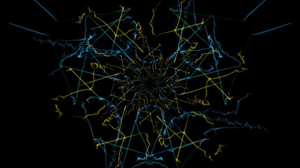 The bright colors of the lines on black background.