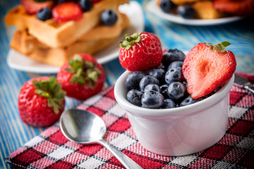 Waffles with berries.