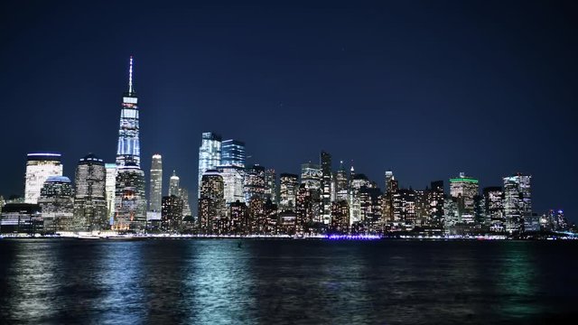 4K Timelapse of  Manhattan at Night. New York City, United States of America.