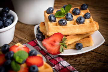 Fototapeta na wymiar Waffles with berries.