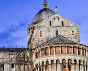 Fototapeta premium Pisa, The Baptistery in Square of Miracles. Night view