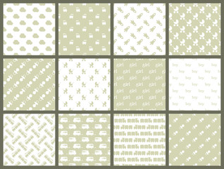 Baby shower toys seamless pattern background vector cute wallpaper scrapbook newborn textile paper illustration.