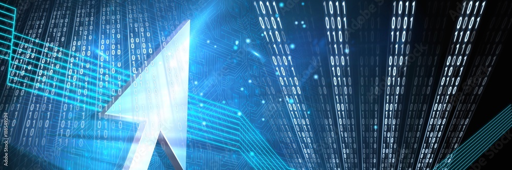 Poster code binary interface and blue background