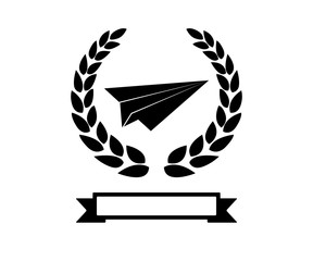 paper plane with wheat retro badge logo