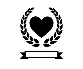 love symbol with wheat retro badge logo