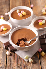 chocolate mousse with easter egg candy