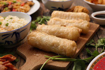 fried spring roll, asian food