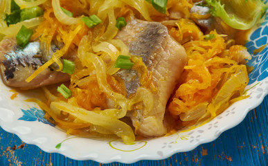 Herring in carrot and onion marinade