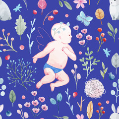 Watercolor floral vector pattern