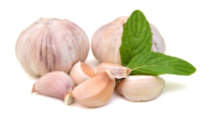 Garlic on white background