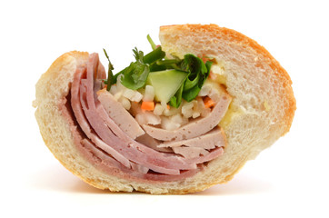 Closeup of sandwiches isolated on white background