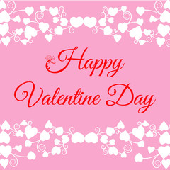 Happy Valentine's day typographic poster with handwritten text of calligraphy isolated on a pink background.
