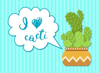 Green cactus with speech bubble