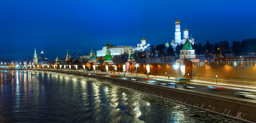 Fototapeta na wymiar Moscow Kremlin panoramic view at night