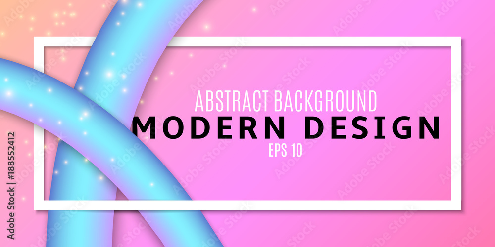 Poster abstract blue fluid lines in 3d style. white frame banner for text. purple background and glowing du