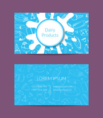 Vector business card for dairy shop or organic farm