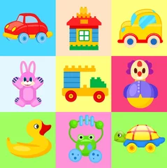 Poster Autorennen Lustige bunte Spielzeuge für kleine Kinder Illustrationen