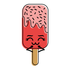 kawaii ice cream stick cartoon character vector illustration
