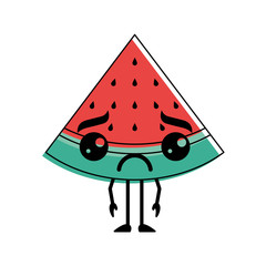 kawaii cartoon watermelon fruit funny character vector illustration