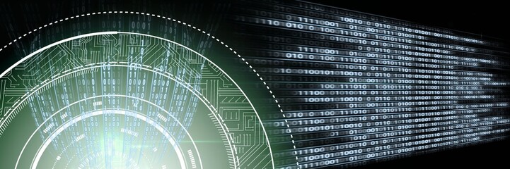 Code binary interface and green background