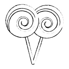 two lollipop round spiral sweet with stick vector illustration sketch design