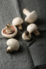 Fresh mushrooms on linen