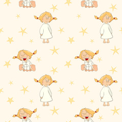 Set of  Cartoon Illustration cheerful girls for you Design