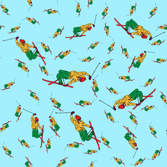 Obraz premium Sporty zimowe. Narciarstwo lotnicze. Half-pipe, superpipe lub slopestyle. Narciarz freestyle podczas skoku. Wzór narciarski