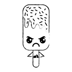 kawaii ice cream stick cartoon character vector illustration sketch design