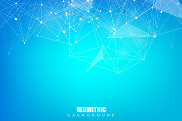 Geometric abstract background with connected line and dots. Structure molecule and communication. Big Data Visualization. Medical, technology, science background. Vector illustration.
