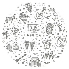 Set of african ethnic style icons in flat style