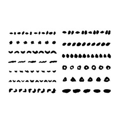 Template for pattern brushes. Hand drawing ethnic design elements. Vector ink strokes. Dotted, spots, triangles, ovals, circles, sticks and stars.