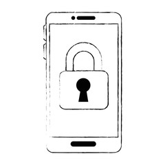 smartphone device with padlock vector illustration design